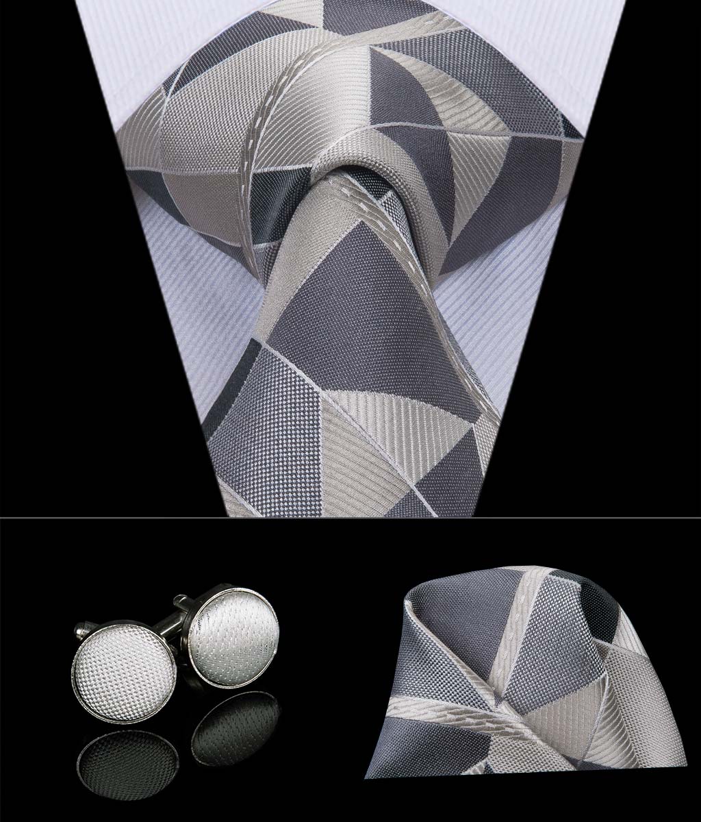 Shattered Titanium Geometric Silk Tie