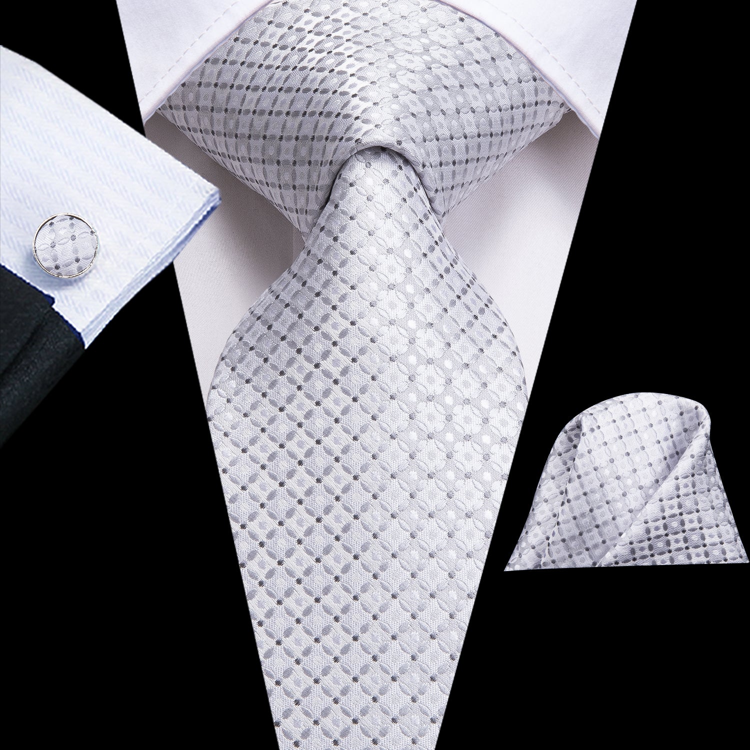 Platinum Pearl Diamond Silk Tie