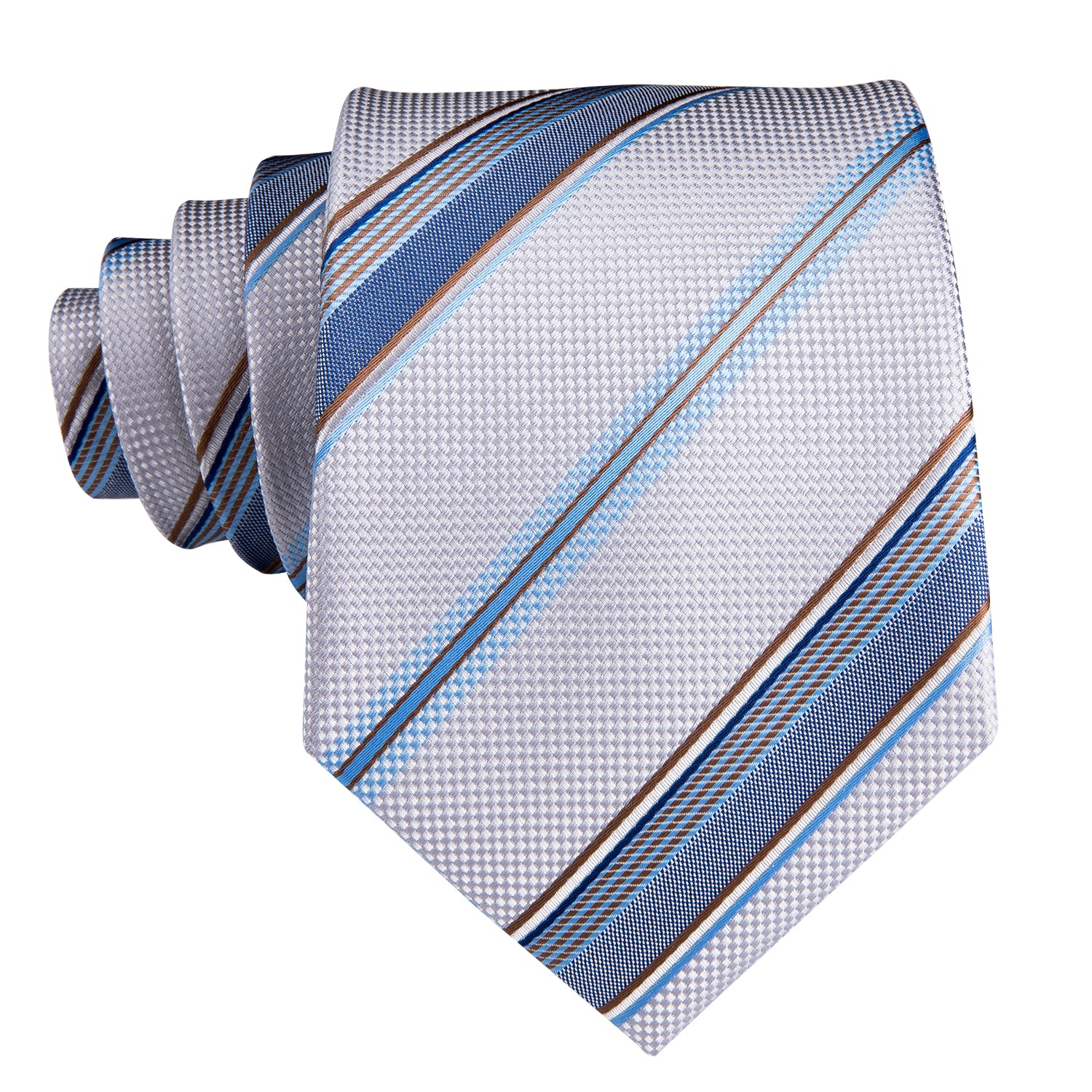 Platinum Aquamarine Striped Silk Tie