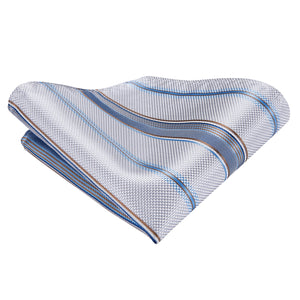 Platinum Aquamarine Striped Silk Tie