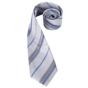 Platinum Aquamarine Striped Silk Tie