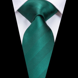 Solid Midnight Emerald Striped Silk Tie