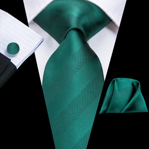 Solid Midnight Emerald Striped Silk Tie