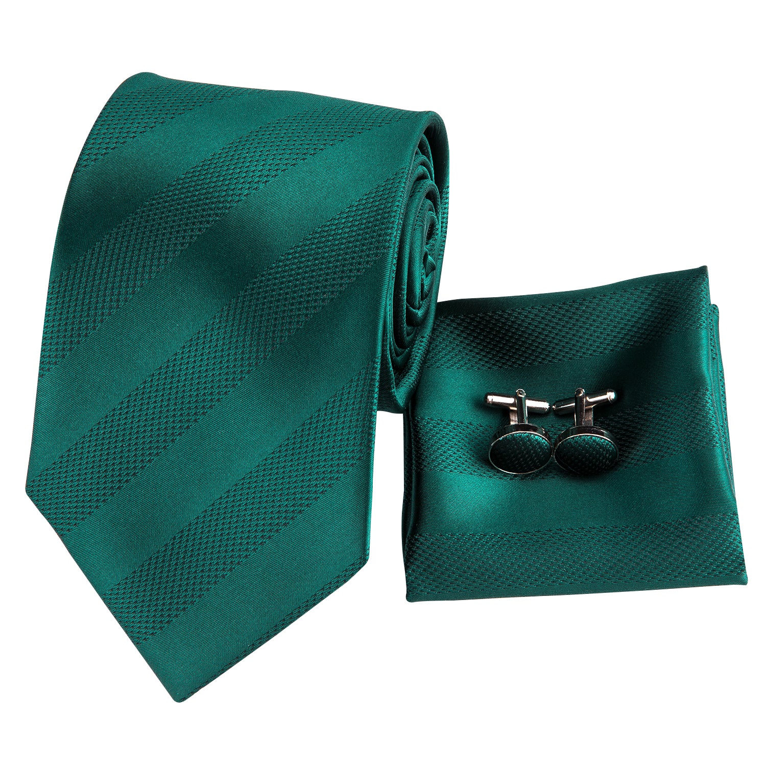 Solid Midnight Emerald Striped Silk Tie