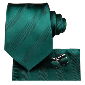 Solid Midnight Emerald Striped Silk Tie