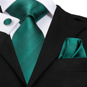 Solid Midnight Emerald Striped Silk Tie