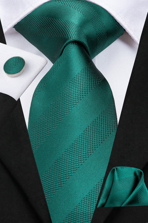 Solid Midnight Emerald Striped Silk Tie