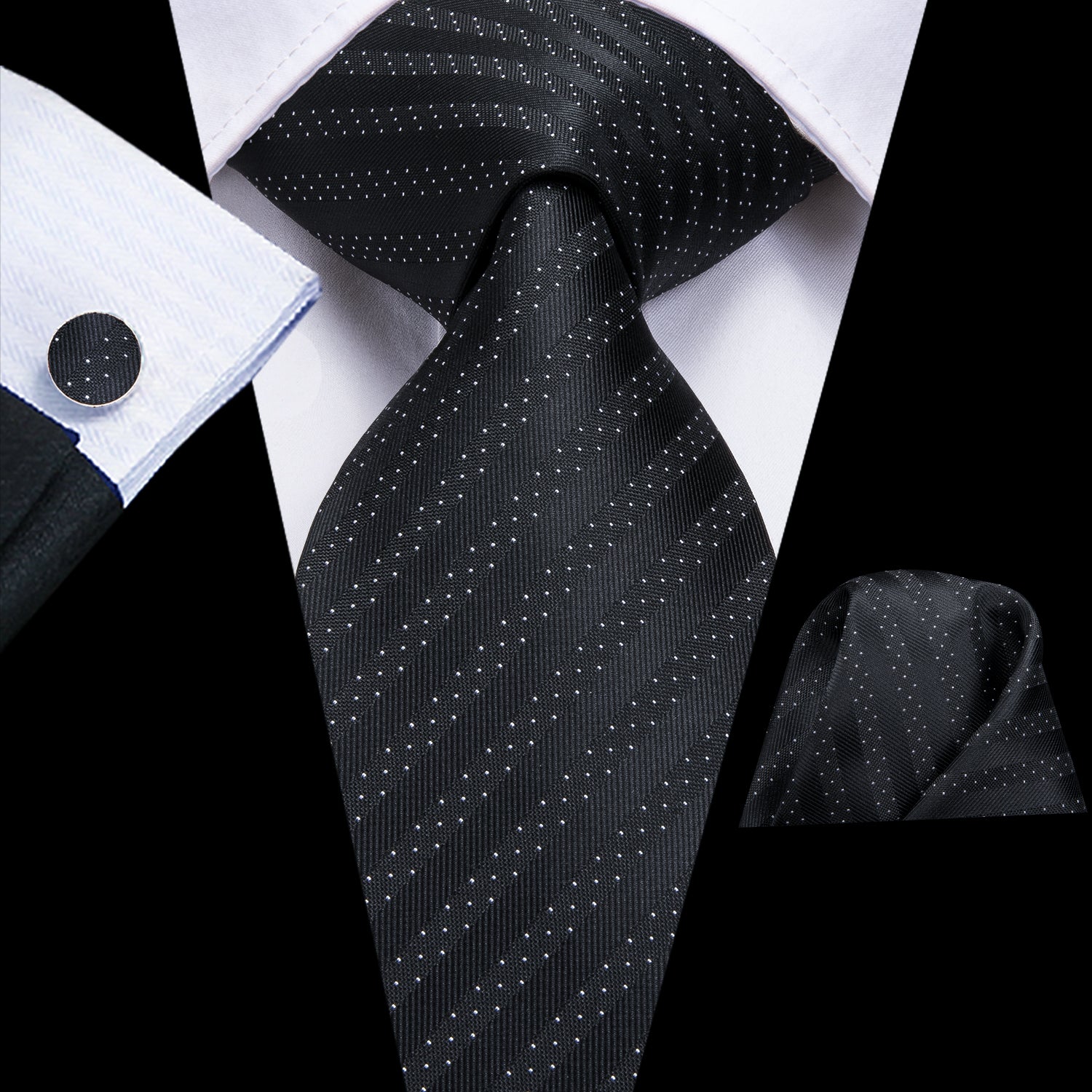 Obsidian Sky Striped Silk Tie