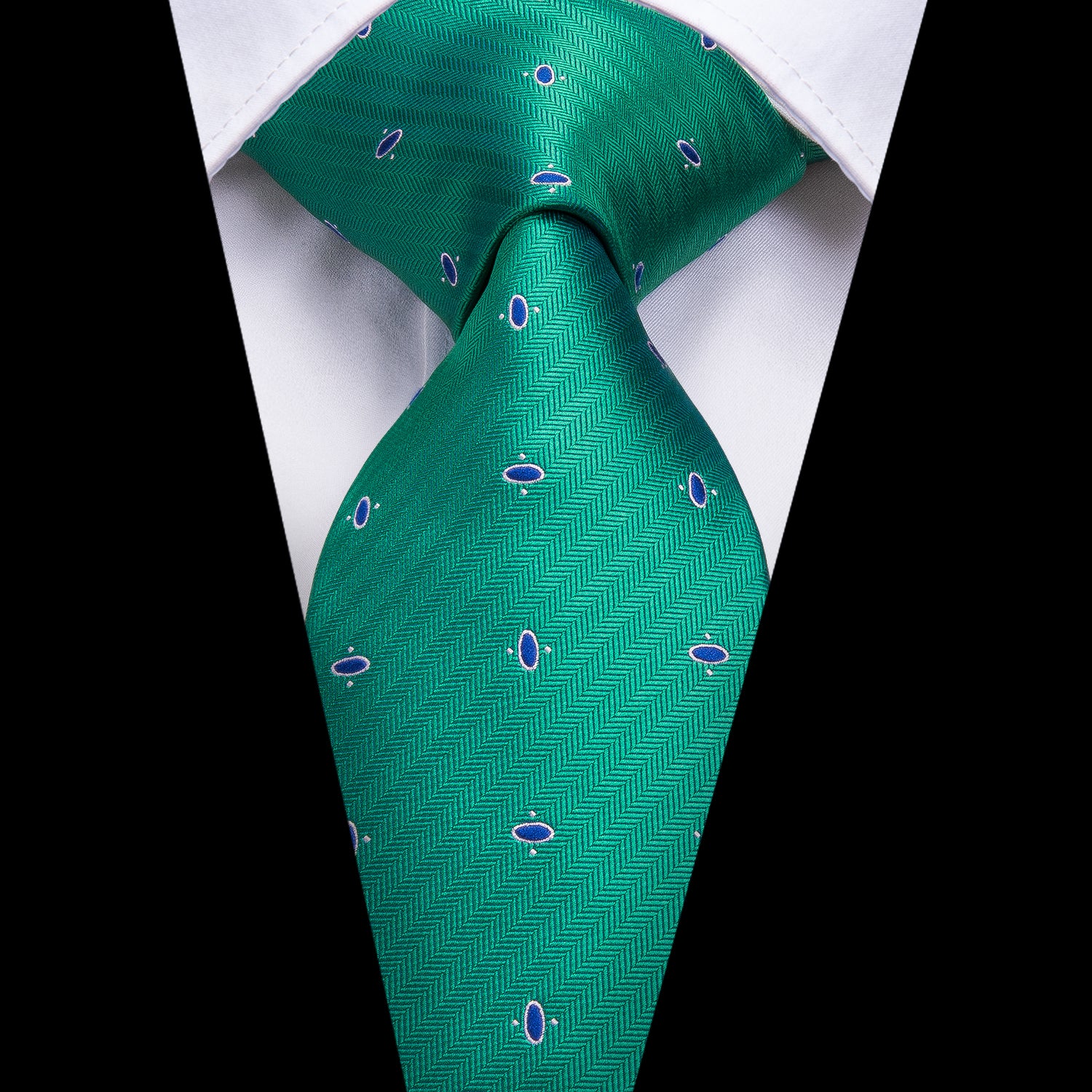 Emerald Sapphire Spotted Silk Tie