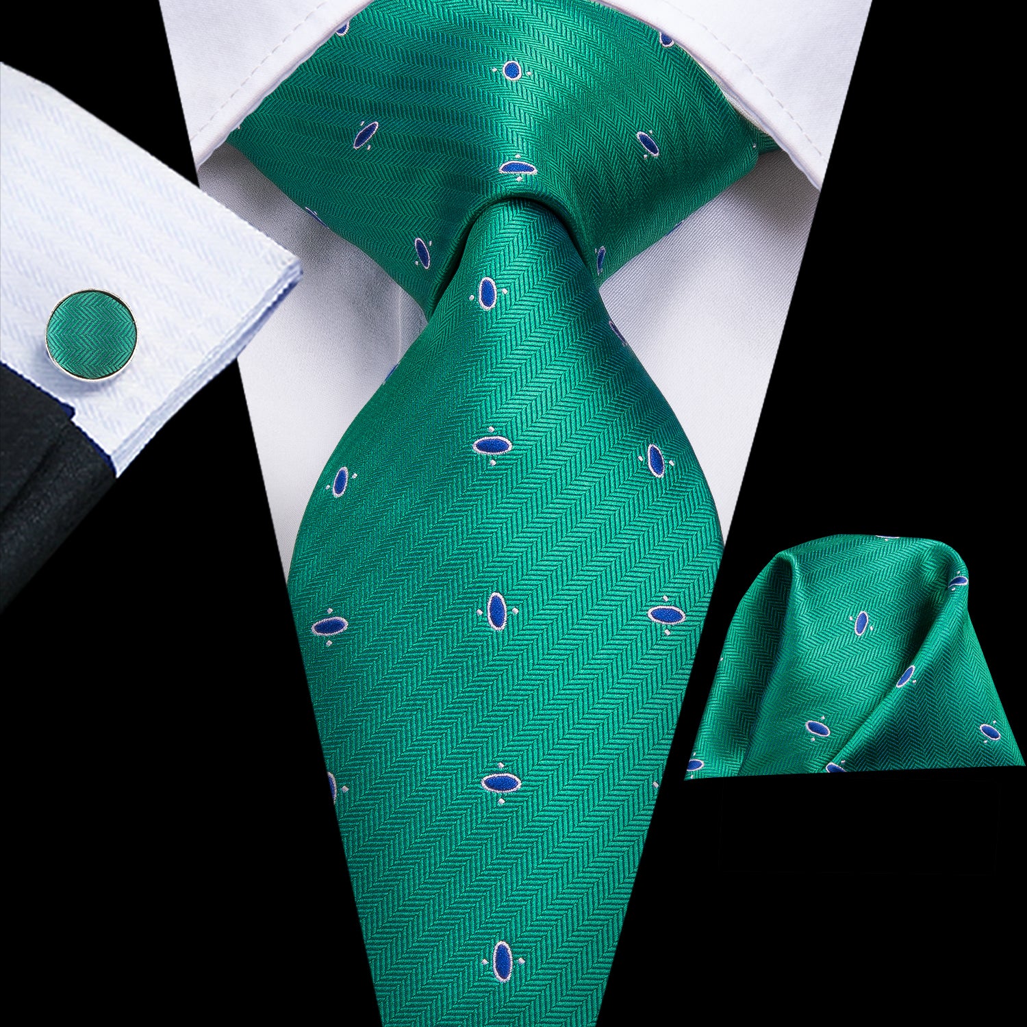 Emerald Sapphire Spotted Silk Tie