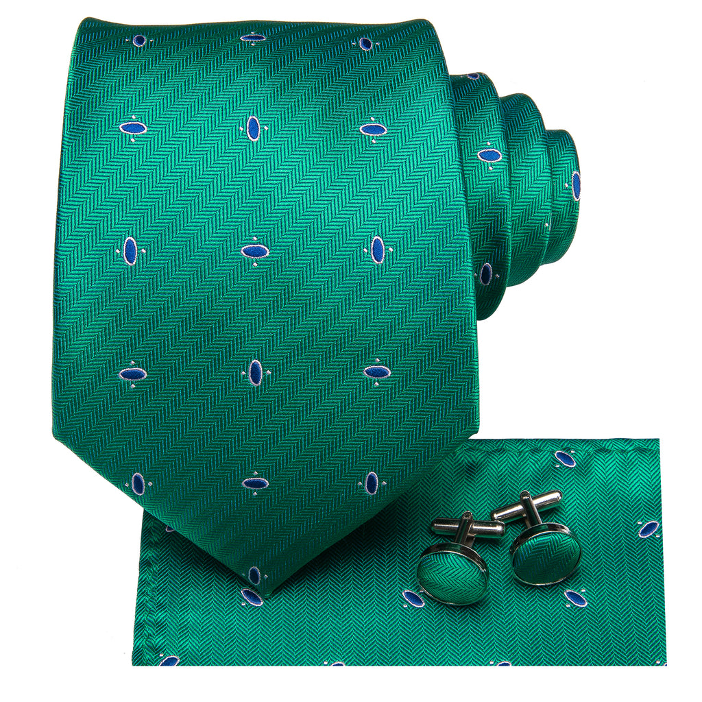 Emerald Sapphire Spotted Silk Tie