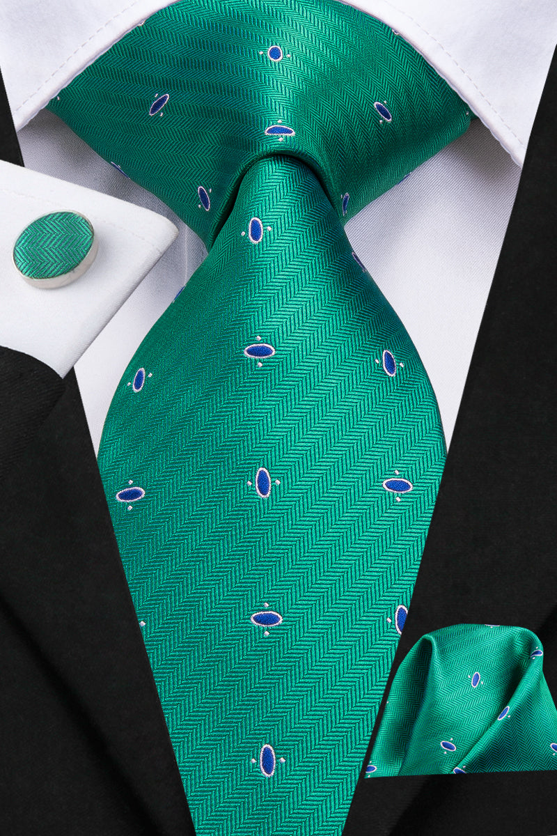 Emerald Sapphire Spotted Silk Tie