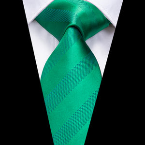 Solid Emerald Striped Silk Tie