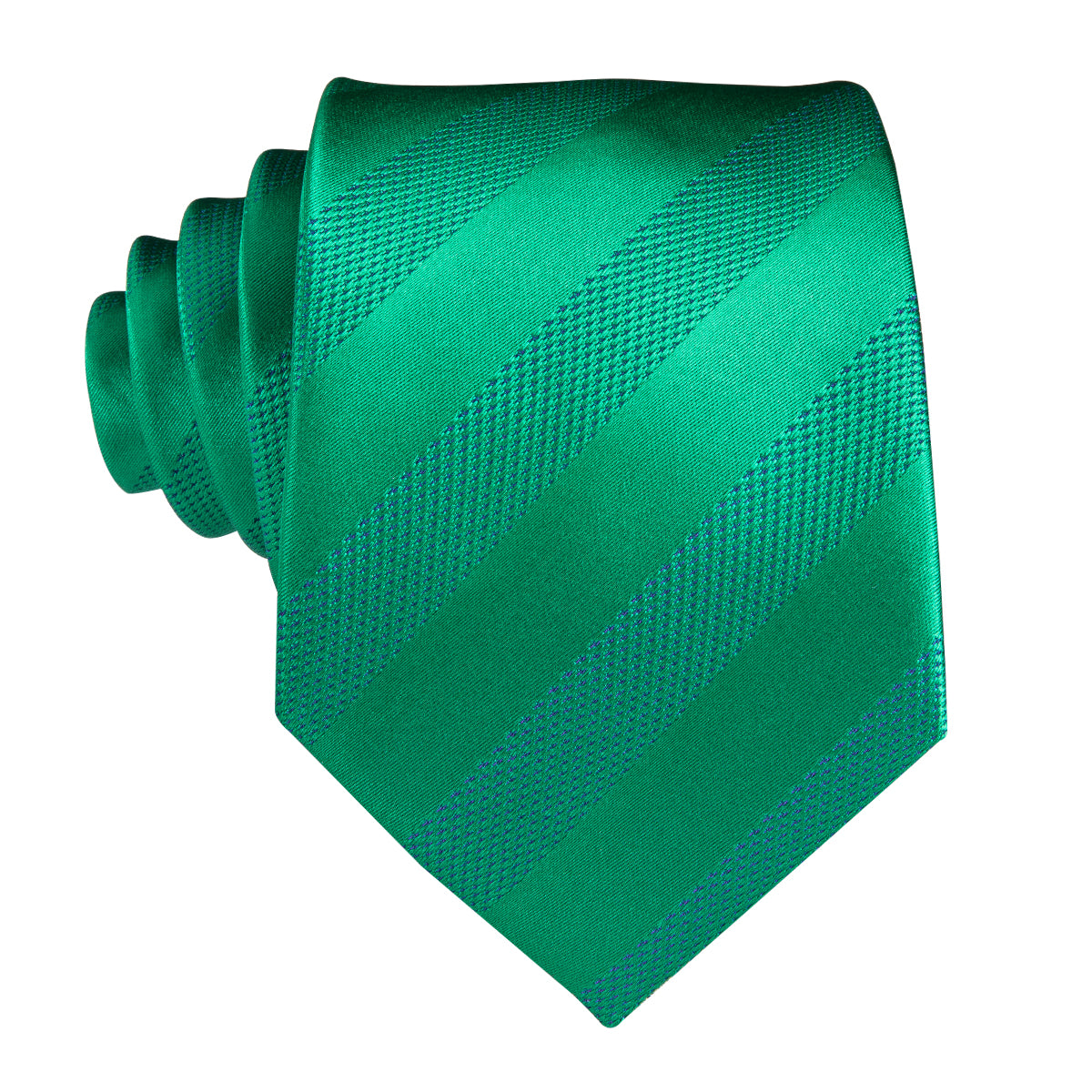 Solid Emerald Striped Silk Tie