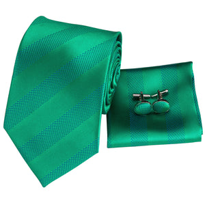 Solid Emerald Striped Silk Tie