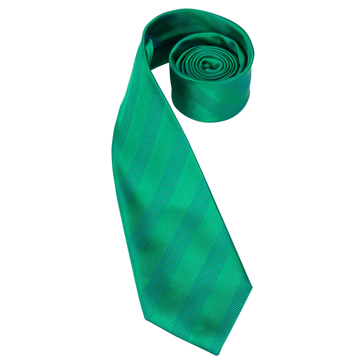 Solid Emerald Striped Silk Tie