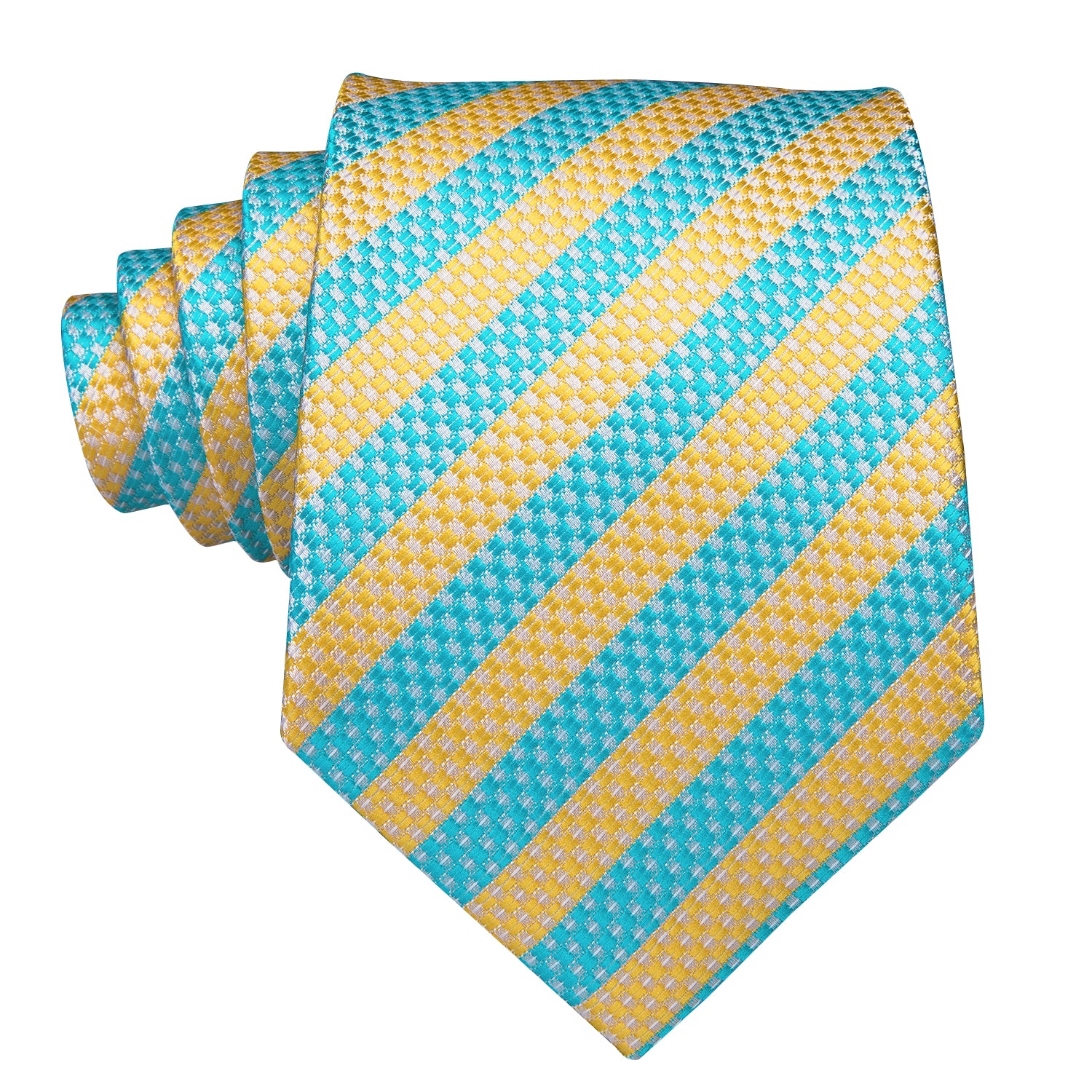 Aquamarine Citrine Striped Silk Tie