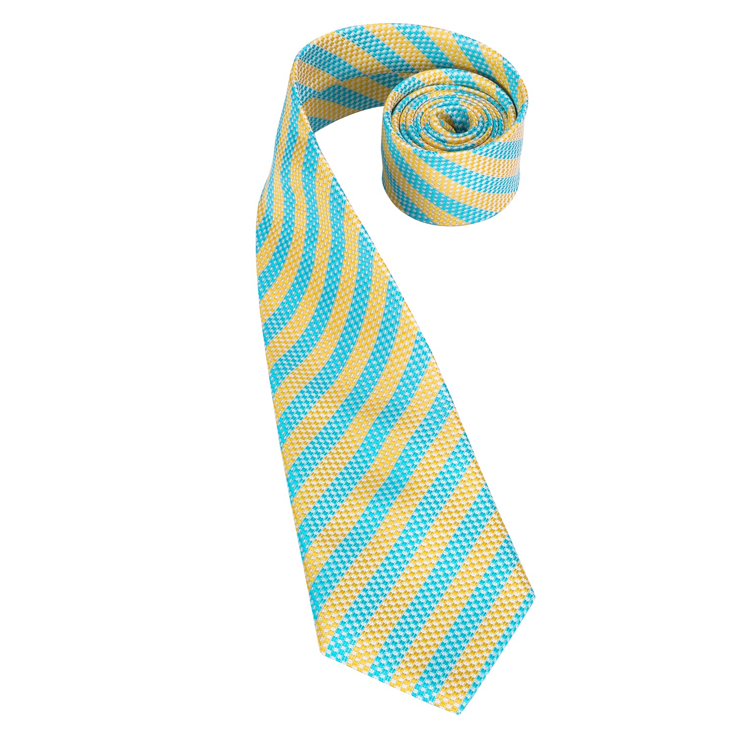 Aquamarine Citrine Striped Silk Tie