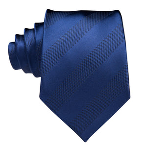 Solid Midnight Sapphire Striped Silk Tie