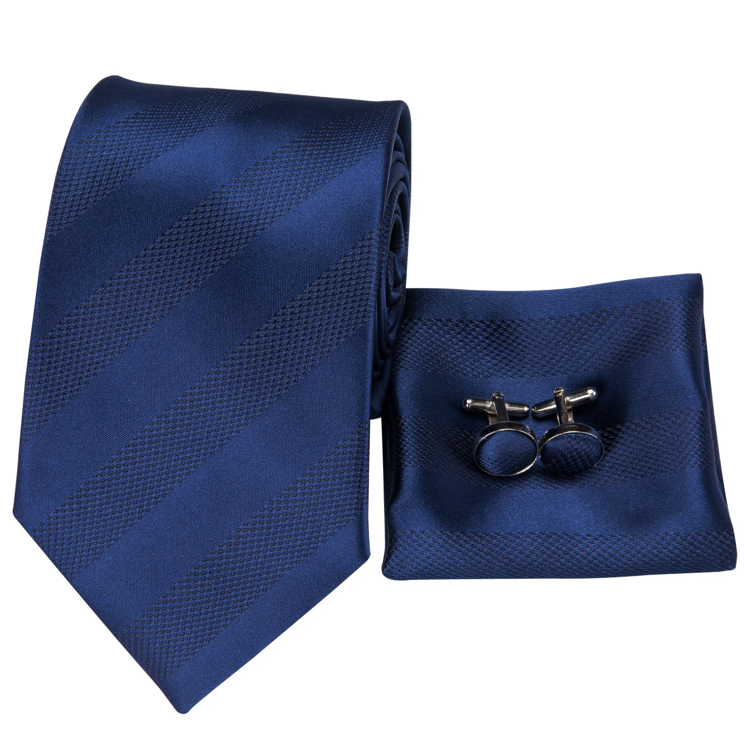 Solid Midnight Sapphire Striped Silk Tie