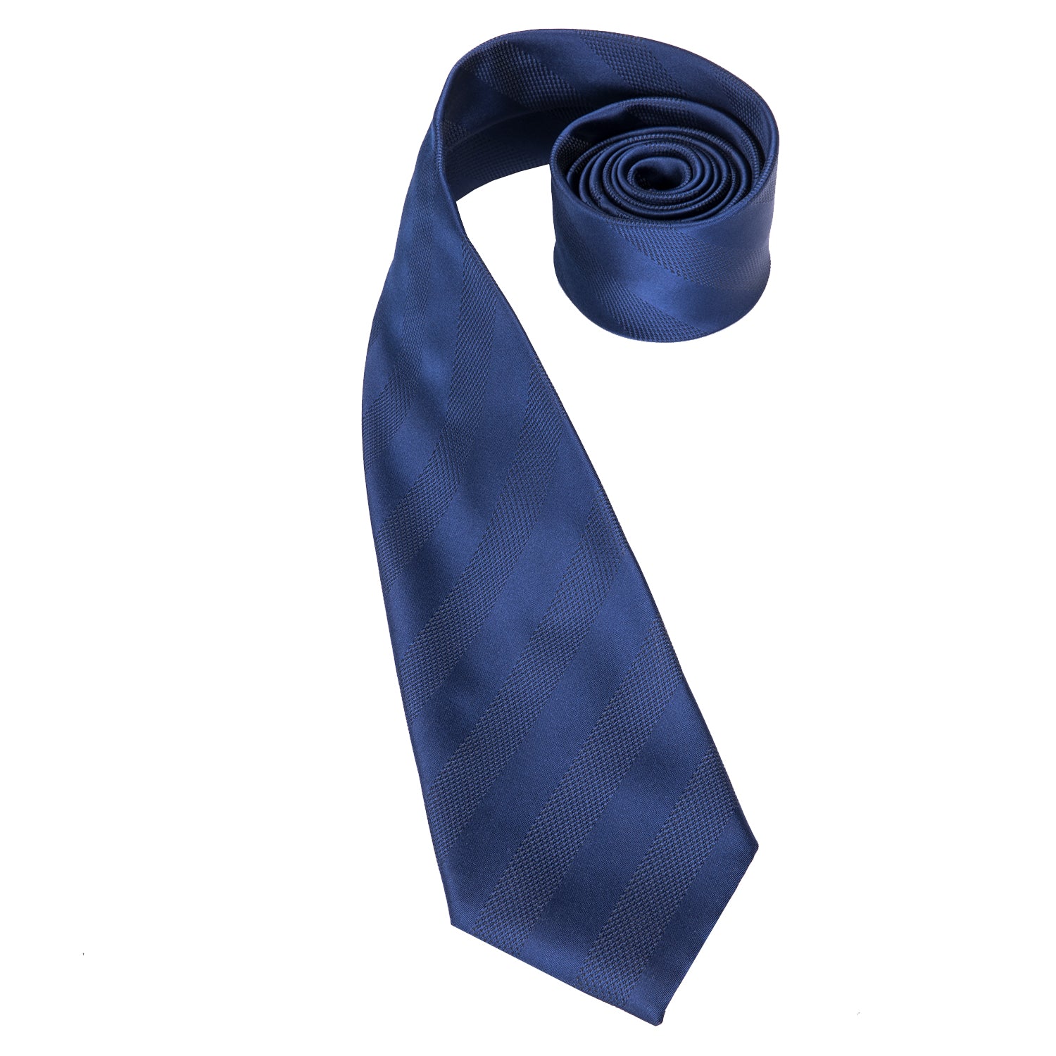 Solid Midnight Sapphire Striped Silk Tie