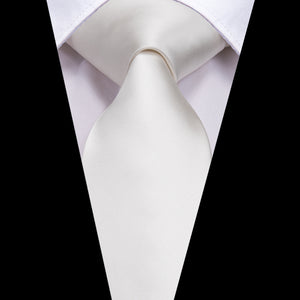 Solid White Gold Silk Tie