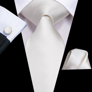 Solid White Gold Silk Tie