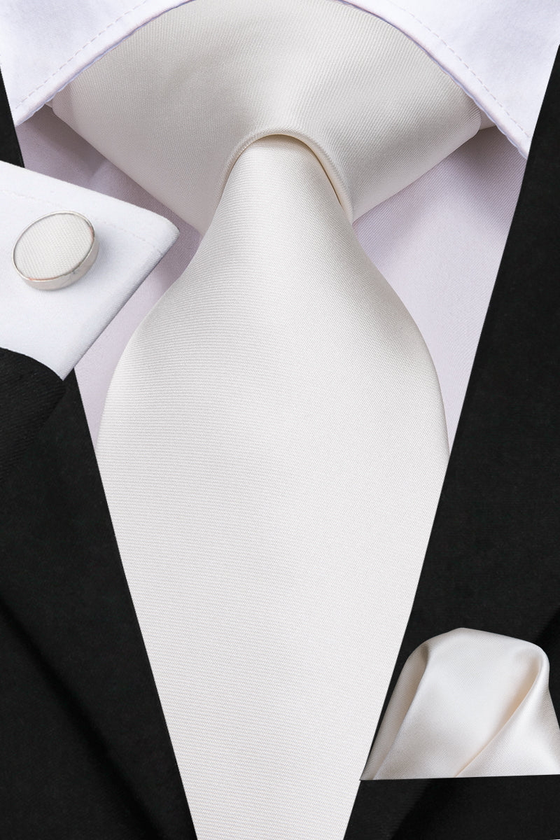 Solid White Gold Silk Tie