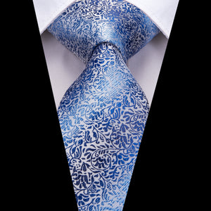 Cobalt Sky Vines Silk Tie