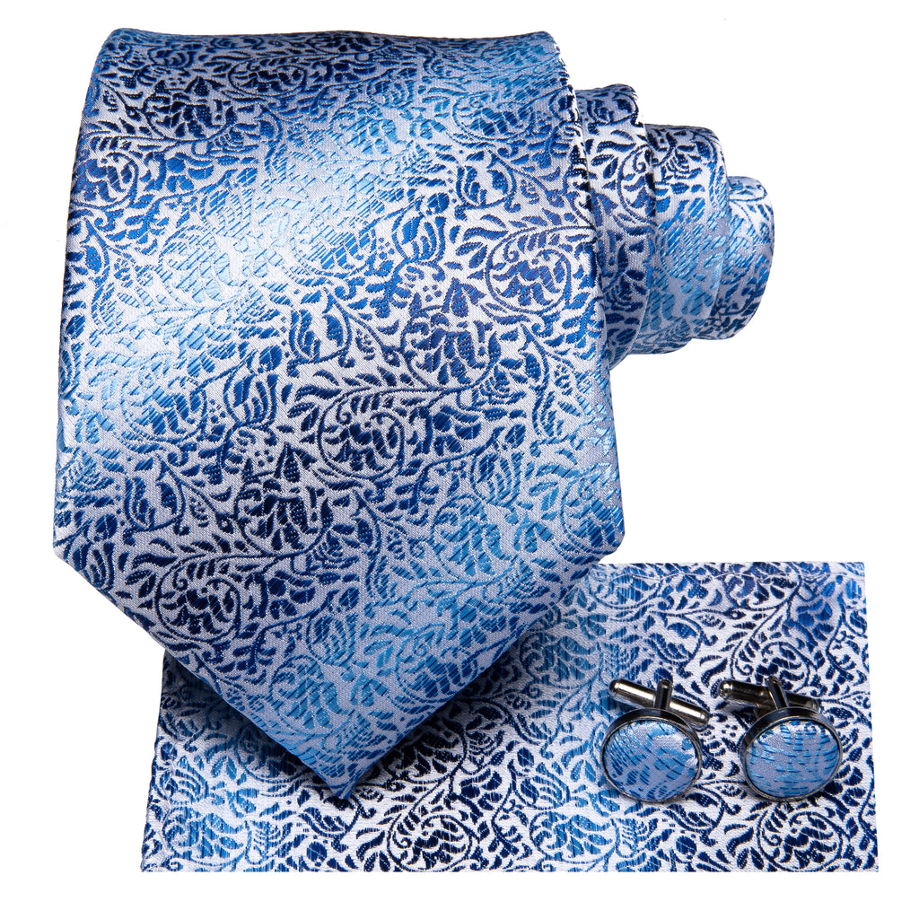 Cobalt Sky Vines Silk Tie