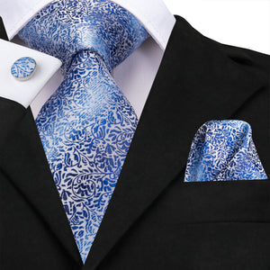 Cobalt Sky Vines Silk Tie