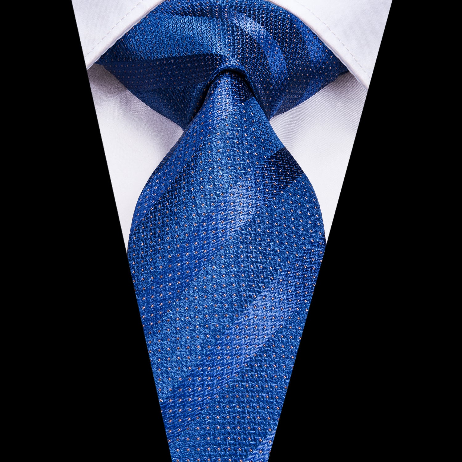 Solid Sapphire Striped Silk Tie