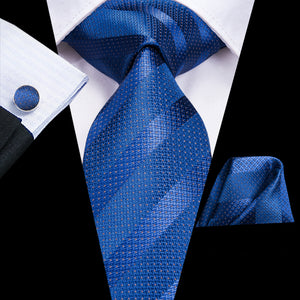 Solid Sapphire Striped Silk Tie