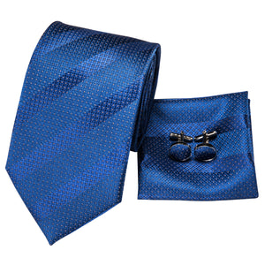 Solid Sapphire Striped Silk Tie