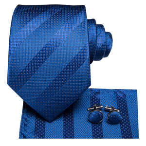 Solid Sapphire Striped Silk Tie