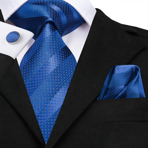 Solid Sapphire Striped Silk Tie