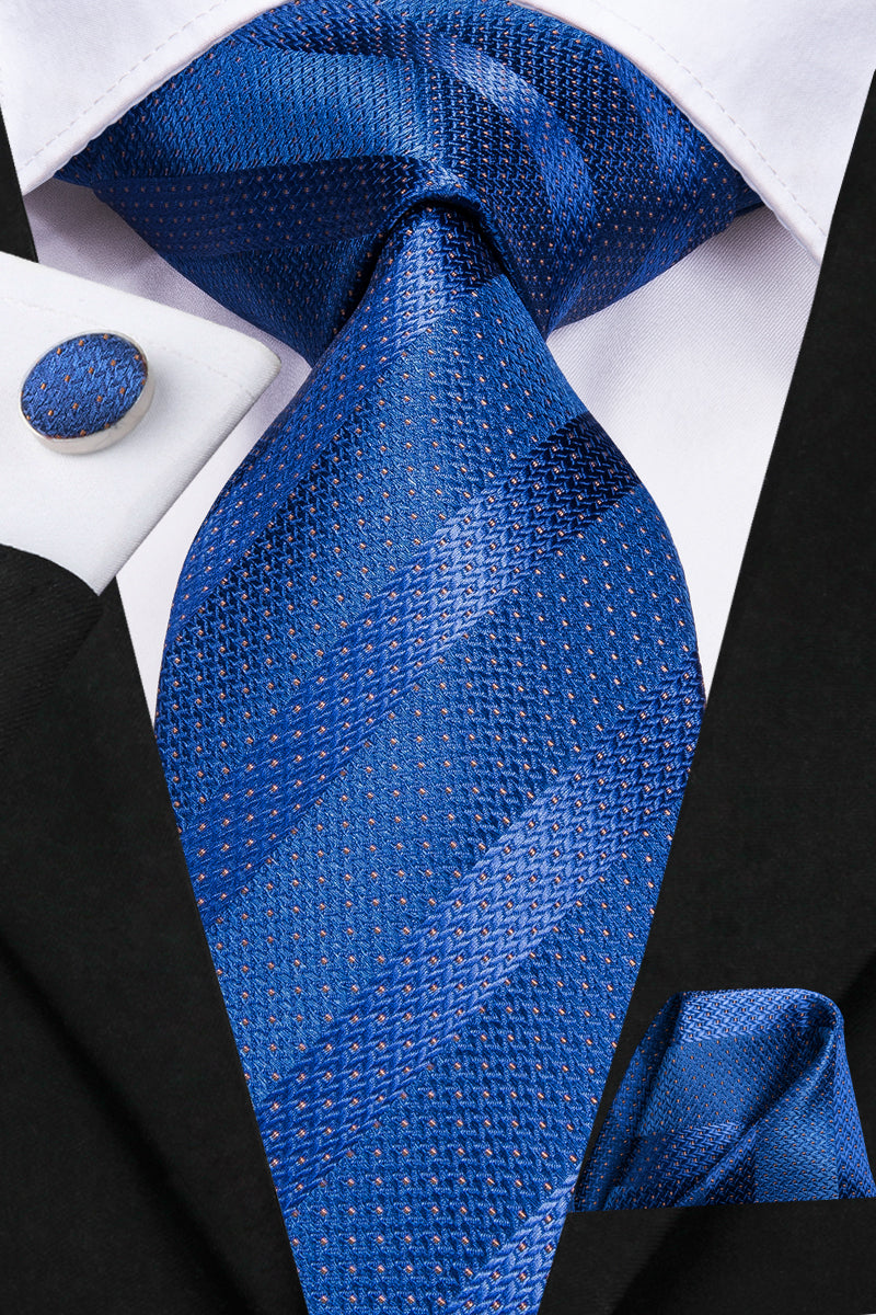 Solid Sapphire Striped Silk Tie