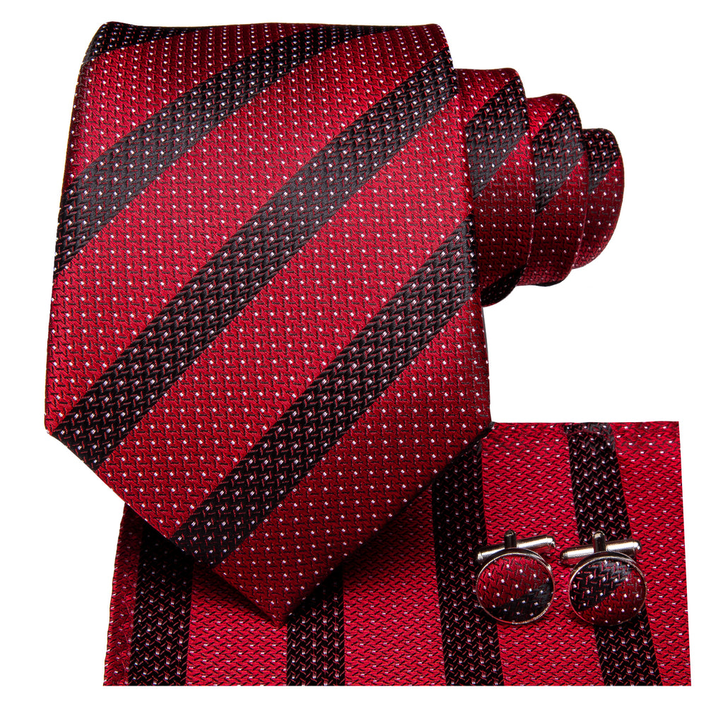 Obsidian Ruby Striped Silk Tie