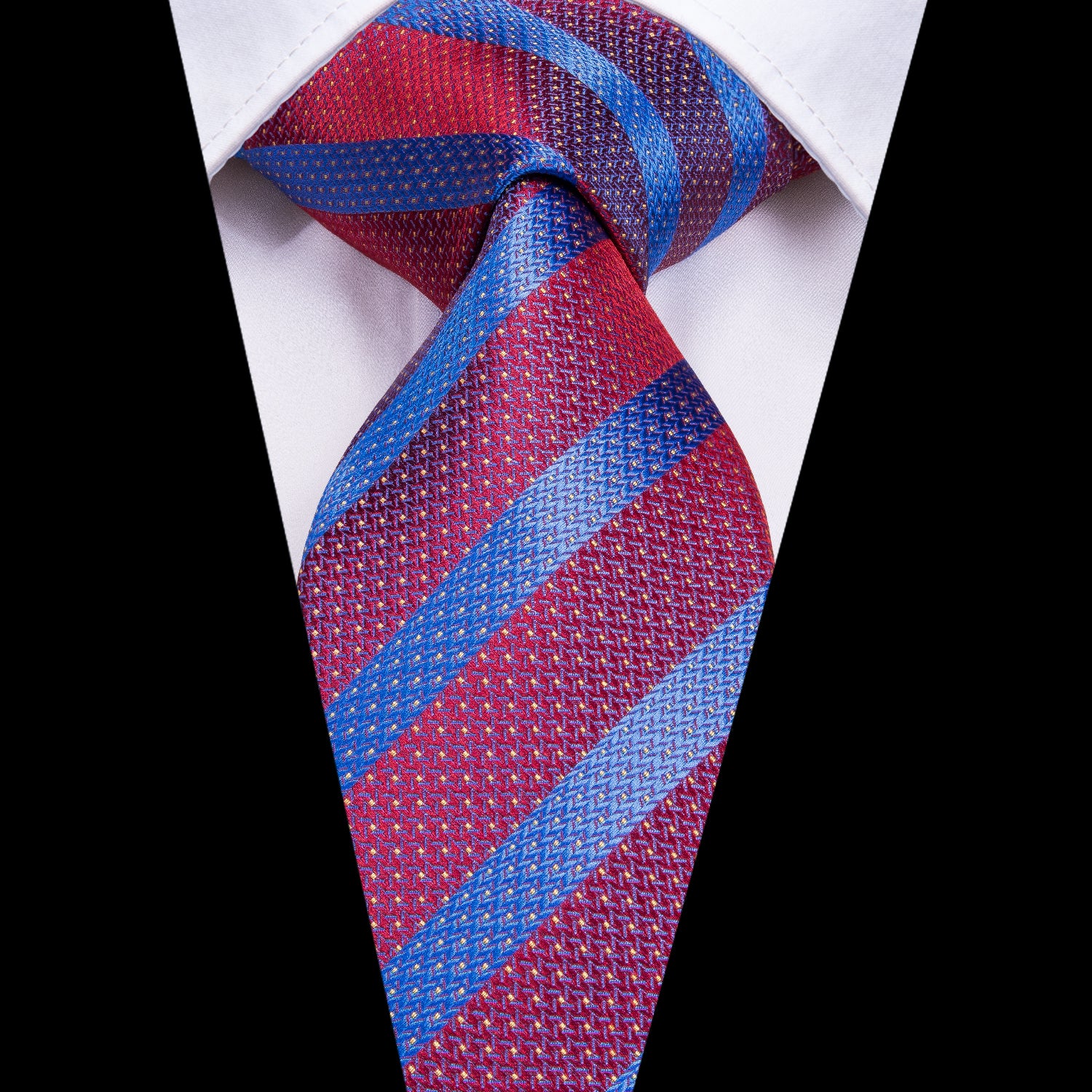 Sapphire Ruby Striped Silk Tie