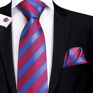 Sapphire Ruby Striped Silk Tie