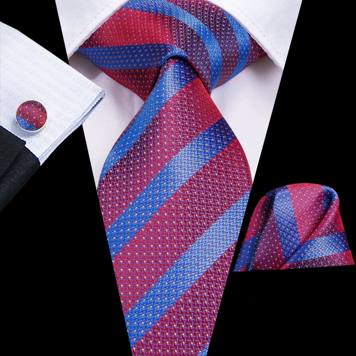 Sapphire Ruby Striped Silk Tie