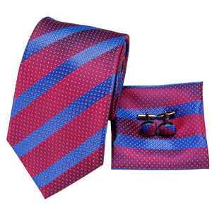 Sapphire Ruby Striped Silk Tie