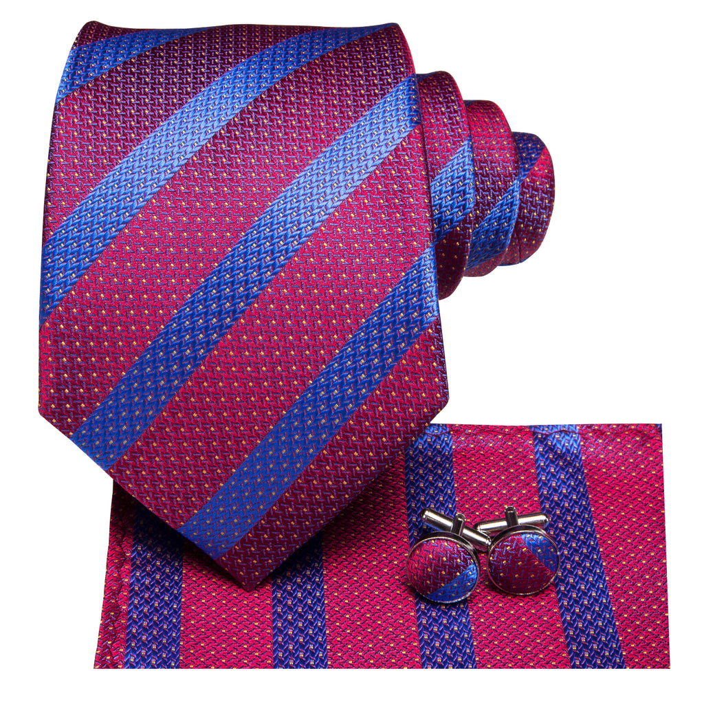 Sapphire Ruby Striped Silk Tie