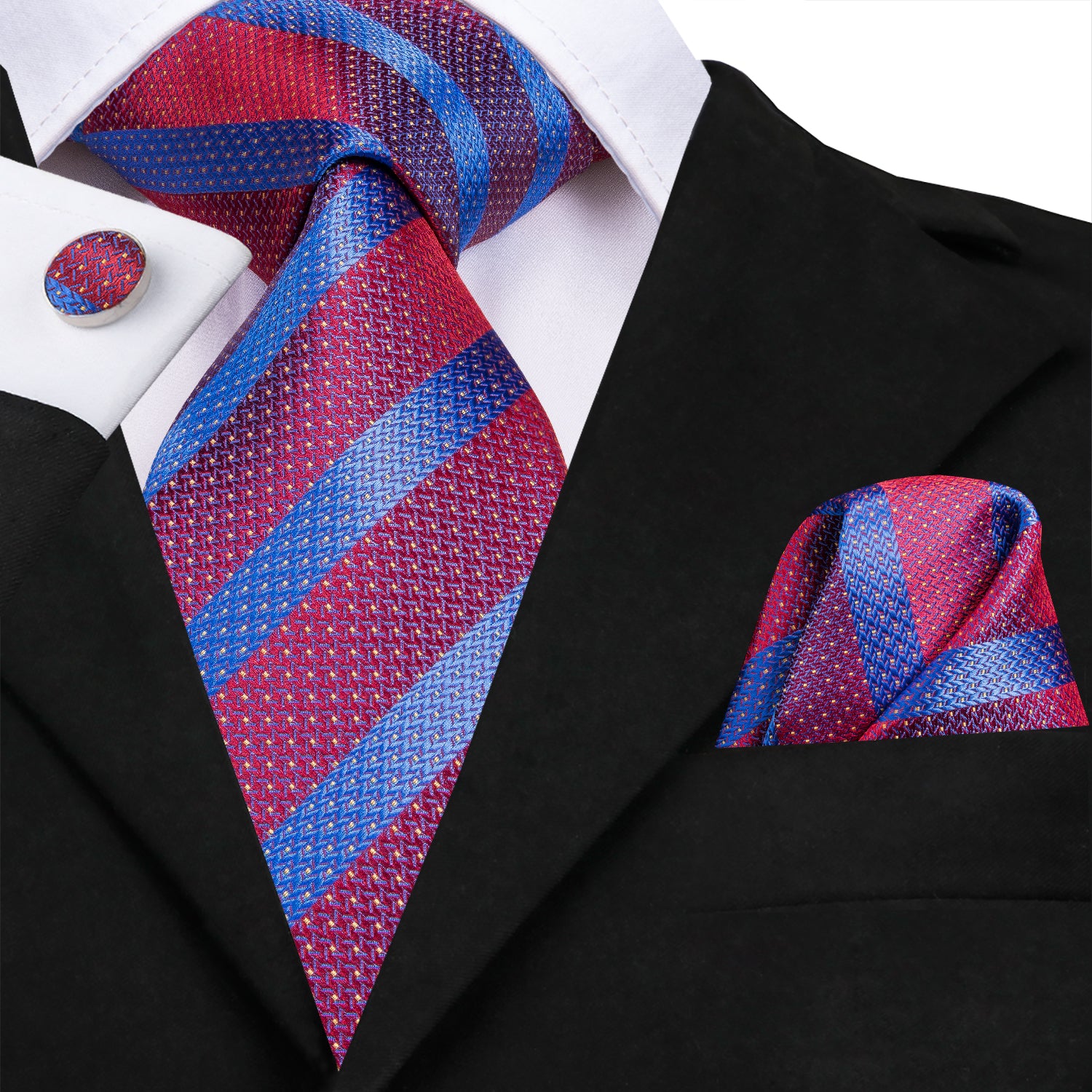 Sapphire Ruby Striped Silk Tie