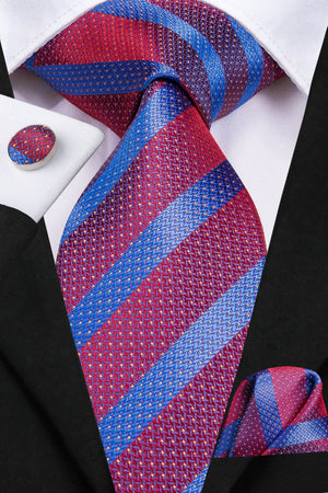 Sapphire Ruby Striped Silk Tie