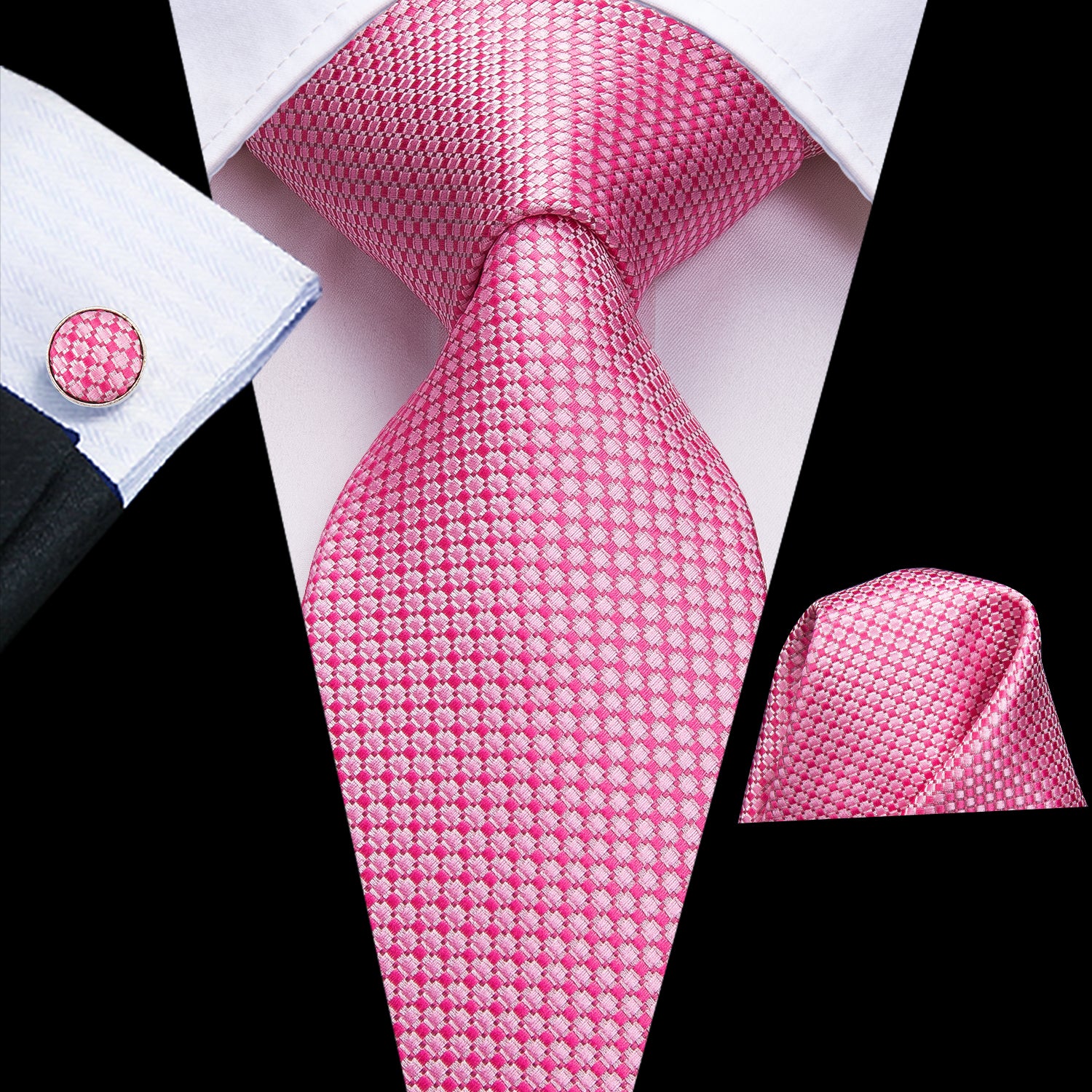 Rose Quartz Fuchsia Diamond Silk Tie