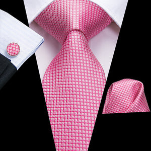 Rose Quartz Fuchsia Diamond Silk Tie