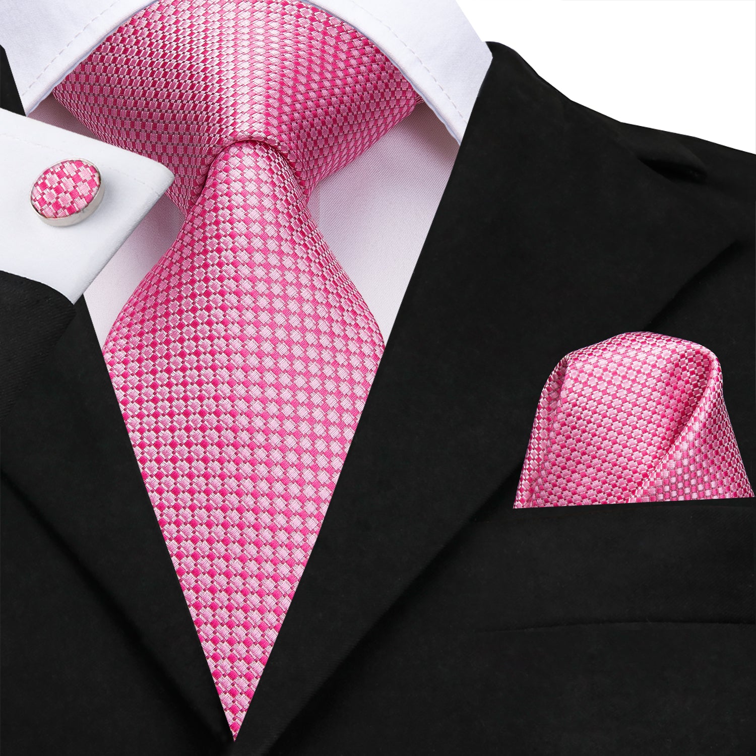 Rose Quartz Fuchsia Diamond Silk Tie