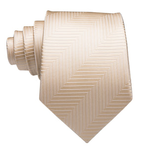 Solid White Gold Striped Silk Tie