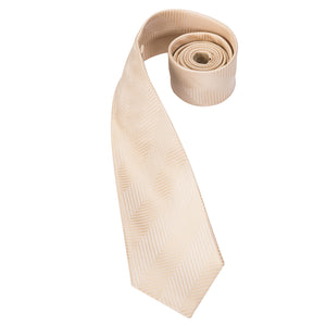 Solid White Gold Striped Silk Tie